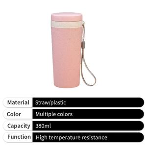 Gobelet portable réutilisable en paille de blé à double paroi en plastique 2026 avec impression de logo pour cadeaux, vente en gros - Product Image 3