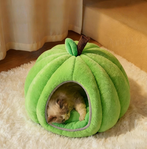 Nid pour chat en forme de citrouille, niche semi-fermée de luxe, lit confortable pour chatons, chiots, utilisation quatre saisons, chaleur estivale et hivernale - Product Image 4