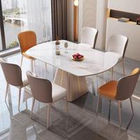 Ensemble table et chaises de salle à manger de luxe pliable en pierre frittée, rond, convertible, moderne, extensible, mobilier de maison 6 places