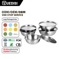 Ensemble de bols mélangeurs en acier inoxydable YUEDISI, assiettes et bols brossés, vaisselle de différentes tailles, bassin de cuisson avec couvercle