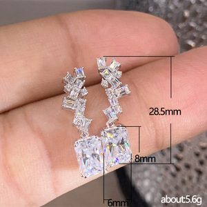 Orecchini pendenti con zirconi geometrici irregolari per donna, eleganti gioielli alla moda, idea regalo - Product Image 5