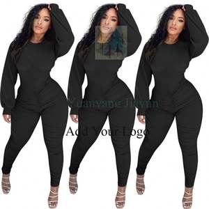 Tenues à manches longues pour femmes 2 pièces à manches longues haut court taille haute Ruchets Lat ensemble - Product Image 2