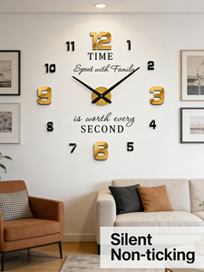 YZOK's new modern stylish home decoration 3D <strong>large</strong>-sized digital <strong>wall</strong> <strong>clock</strong> with digital mirror sticker - DIY <strong>wall</strong> <strong>clock</strong> - Product Image 6