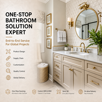 Ensemble complet de salle de bain tout-en-un, gain de place, moderne, en céramique, avec vasque, toilettes et baignoire, pour projets hôteliers et d'appartements