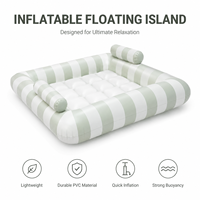 Isla Flotante Inflable Grande, Flotador de Piscina para Varias Personas, Balsa a Rayas con Reposacabezas para Resort, Personalizable OEM