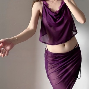 Falda de malla transparente sexy de talla grande, conjunto seductor y apasionado para mujer, ideal para venta al por mayor. - Product Image 3