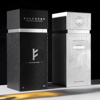 Boîtes cadeaux personnalisées en papier noir avec logo estampé à l'or pour bijoux et parfums, avec col