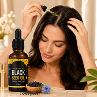 Huile capillaire hydratante et lissante aux graines noires OEM pour cheveux secs et crépus, huile naturelle hydratante pour le cuir chevelu et le corps, idéale pour le massage.