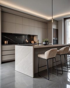 Vermonhouzz Ensemble d'unités de cuisine modulaires professionnelles en bois massif, style moderne, avec îlot et évier, conceptions clés en main pour cuisine de villa - Product Image 2