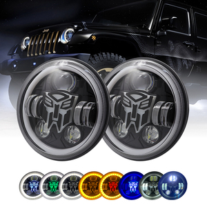 Phare LED rond de 7 pouces H4 scellé, faisceau haut et bas 80W avec anneau halo RVB, feux de jour DRL, clignotant pour Jeep, moto, Harley <span class=keywords><strong>Cafe</strong></span> - Product Image 5