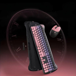 Ensemble <span class=keywords><strong>clavier</strong></span> et <span class=keywords><strong>souris</strong></span> sans fil OEM personnalisable, combo élégant pour bureau avec clic silencieux, design chat noir et rose - Product Image 1