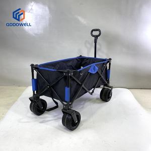 ブラックブルーカート4WD折りたたみ可能ビーチカートサンドタイヤカップホルダーポータブル屋外カート折りたたみ金属キャンプワゴン - Product Image 3