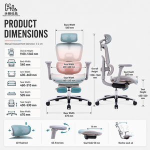 Silla de <span class=keywords><strong>Oficina</strong></span> Ergonómica Moderna de Alta Calidad, Reclinable, con Malla, Reposacabezas y <span class=keywords><strong>Reposapiés</strong></span> Ajustables en 4D, Reposabrazos Giratorios y Ajustables - Product Image 2
