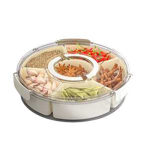 Vòng chia Veggie phục vụ khay với nắp và xử lý xách tay 6 ngăn giữ tươi thực phẩm lưu trữ Snack hộp <span class=keywords><strong>container</strong></span> - Product Image 1