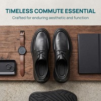 Chaussures en cuir véritable lisse noir pour hommes, durables, classiques, pour le bureau, vente en gros, logo personnalisé