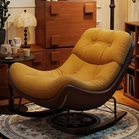 Sillón Mecedora de Metal de Lujo para Balcón y Sala de Estar, Silla Luna de Descanso con Diseño de Siesta Estilo Francés
