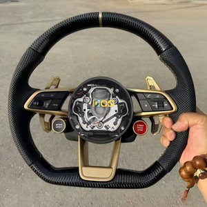 <span class=keywords><strong>Volant</strong></span> de course sport en fibre de carbone avec grandes palettes de changement de vitesse et bouton de démarrage du <span class=keywords><strong>moteur</strong></span> pour <span class=keywords><strong>Audi</strong></span> RS S Series A3 <span class=keywords><strong>A4</strong></span> A5 Q5 DOS - Product Image 1
