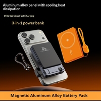 Batterie Externe Magnétique Premium 10000 mAh 15W Sans Fil en Métal avec Support Pliable, Écran LED et Câble USB-C vers USB-C pour iPhone 17