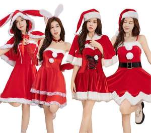 Style chaud <span class=keywords><strong>Miss</strong></span> Santa Claus Costume Adulte Noël Festive Déguisements Costumes De Fête De Noël - Product Image 1