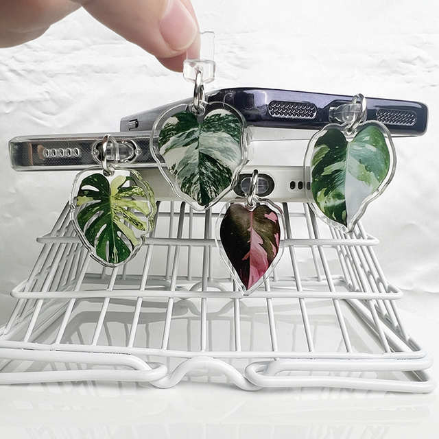Plant Leaf Dust Plug Transparent Charging Port Dust Plug for IPhone/type-C/Android Plug Stopper Protective Cover Phone Pendant