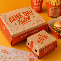 Boîte isotherme pour aliments en papier kraft, personnalisée et imprimée, pour la livraison de repas rapides, restaurants, hamburgers, ailes de poulet, frites
