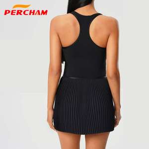 Custom Design Pickle ball Padel Kleid Tennis Kleidung Tragen Falten Frauen Einteiliges Tennis kleid mit Unterhosen und Taschen - Product Image 2