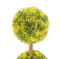 Arbre topiaire artificiel en cèdre jaune-vert de 60 cm, protection UV, imperméable, plante en pot, classique, intérieur/extérieur