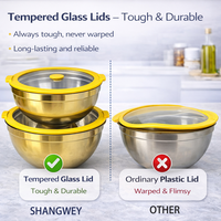 Bol à salade empilable multi-tailles en acier inoxydable Shangwey Cookware avec revêtement PVD, idéal pour la restauration, les fêtes et la famille