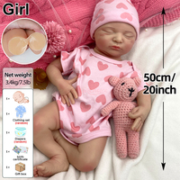 Poupée Reborn de 20 pouces à bouche ouverte avec sucette, toucher doux et anatomiquement correct pour simulation parentale et cadeau