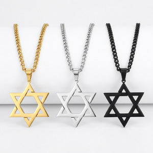 Star Pendant Necklace Stainless Steel Cuban <b>Chain</b> Gold Silver <b>Black</b> Unisex Everyday Wear - Product Image 1