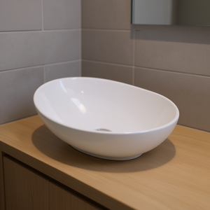 Lavabo Ovalado de Cerámica Blanca de 15.7x13 Pulgadas, Elegante Lavabo para Baño - Product Image 2