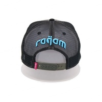 Chapeau plaque métallique à bord noir, casquette en maille noire avec logo brodé 3d, casquette de camionneur à 6 panneaux