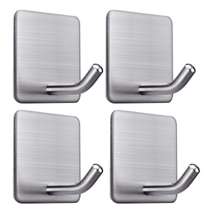 Stainless Steel Self-Adhesive Wall Hook for Bathroom Towel <b>Hanger</b> Kitchen Storage <b>Key</b> Holder Durable Metal Material Clothing Use - Product Image 1