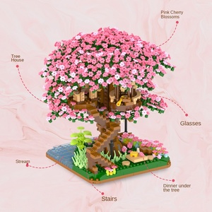 Sakura Tree House 609 modelo de juguete al por mayor transfronterizo Venta caliente partículas pequeñas bloques de construcción rompecabezas juguetes ensamblados gratis para - Product Image 1