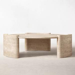 Leichter Luxus und Schlichte Moderne Wabi-Sabi Runde Wohnzimmer Hotel Apartment Niedriger Tisch Multifunktionaler Couchtisch - Product Image 1