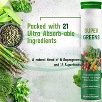 Complément alimentaire biologique Superfood Super Green et Probiotique, multivitamines quotidiennes aux fruits et légumes, comprimés effervescents Super Greens