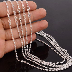 Collar Plateado para Mujer, Cadena de Ondas, 16 18 20 22 24 26 28 30 Pulgadas, Uso Diario, Regalo, Joyería, Plata Tibetana - Product Image 2