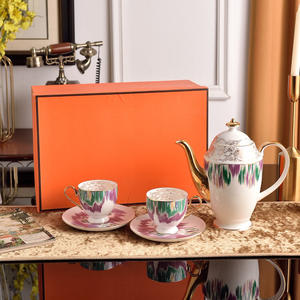 Service à thé en porcelaine fine européenne de luxe, vaisselle en céramique royale de haute qualité, comprend une soucoupe, ensembles à café chaud, thé de l'après-midi à prix réduit - Product Image 1
