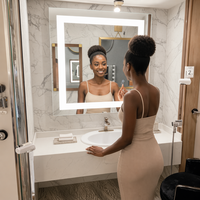 Miroir de salle de bain intelligent mural moderne à LED anti-buée avec Bluetooth et musique, miroir de salle de bain éclairé