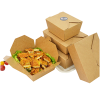 Gamme de boîtes à emporter en papier kraft avec couvercles pliables intégrés pour les aliments frits et les repas de restaurant