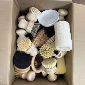 Wholesale Bamboo <b>Bottle</b> <b>Brush</b> Sisal Coconut Palm Sponge Cleaning Dish <b>Brush</b> Set for Kitchen - Product Image 6
