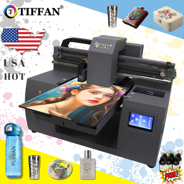 Fast Shipping Small A3 Size Like Eufymake Uv Printer E1 Impresora UV on Glass Wood Metal or Plastic Bottle Uv Flatbed Printer