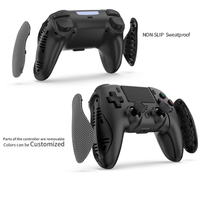 Manette sans fil à double vibration P4, joystick à six axes antidérapant avec moteur de vibration pour Playstation 4 (PS4)