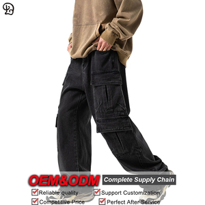 <span class=keywords><strong>Jean</strong></span> <span class=keywords><strong>cargo</strong></span> sur mesure pour homme, coupe ample, multi-poches, en denim délavé, style rétro, décontracté, jambe large - Product Image 3