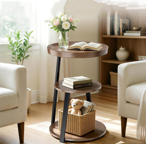 Mesa Auxiliar Redonda <span class=keywords><strong>de</strong></span> 3 Niveles al por Mayor, Mesa Multifuncional para Jardín, Mesa <span class=keywords><strong>de</strong></span> Comedor para Fiestas, Mesa Auxiliar <span class=keywords><strong>de</strong></span> Café, Mesa <span class=keywords><strong>de</strong></span> Madera para Sofá para Sala <span class=keywords><strong>de</strong></span> Estar - Product Image 1