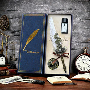 Mechanical Industry <b>Gift</b> Box Set 0.7mm Wide Feather <b>Pen</b> Durable Metal Material for Writing - Product Image 2