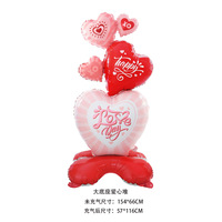 Grand ballon en aluminium en forme de cœur d'ours avec base épaisse pour la Saint-Valentin, idéal pour les propositions et les décorations de déclarations d'amour