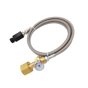 Estación de llenado de tanque externo de CO2, máquina para hacer agua con gas, kit de manguera trenzada de acero para W21.8-14 CGA320 - Product Image 1