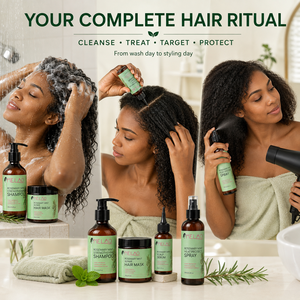 OEM Rosemary biotin Peppermint Hair Care Kit Shampoo Hair Mask Scalp Serum Heat <b>Spray</b> 4 Step Root to Tip Care Gift Set - Product Image 6