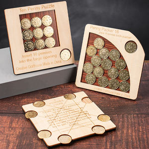 Rompecabezas de monedas de madera de diseño único IQ Challenge Brain Teasers para niños adultos juegos de estrategia lógica para regalos únicos - Product Image 5